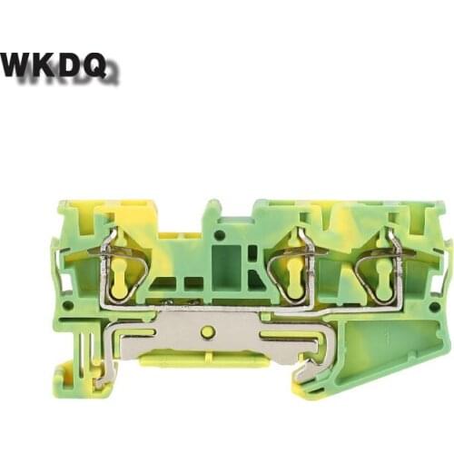 10pcs ST 4-Twin-PE Ground Din Rail Spring-cage Terminal Block PE With The Same Shape To Universal