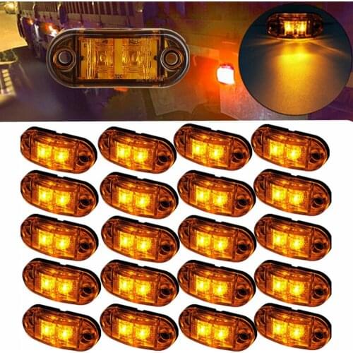 20PCS Warning Light Oval Clearance Trailer Truck Orange White Red LED Side Marker Lamp 12V 24V Truck Marker Lights Trailer