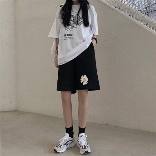 2021 Printed Shorts Summer New Korean Style High Waist Slim Five-Point Pants Womens Beach Womens Street Casual Wear