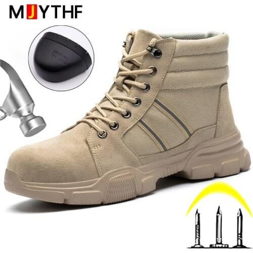 2021 Work Safety Boots Men Steel Toe Work Boots Anti-smash Anti-puncture Safety Shoes Lightweight Industrial Shoes Winter Boots