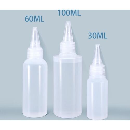 30/60/100ML Transparent Glue Bottle Portable Industrial Squeezable Sample Bottles Liquid Glue Container Sealed Refillable Bottle