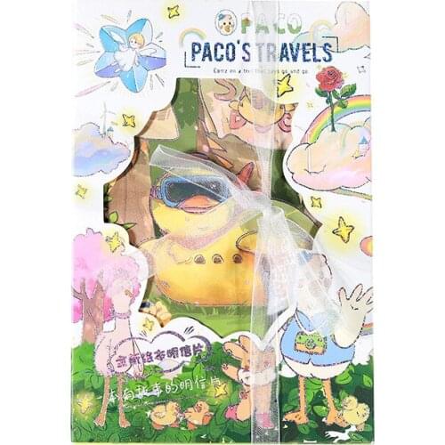 30 Pcs/Set Pacos Travels Series Postcard Cute Duck Forest Tour Message Greeting Cards Blessing Card