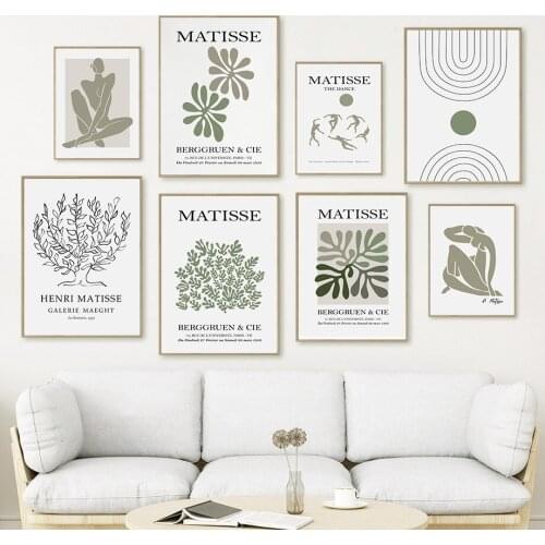 Abstract Matisse Line Girl Leaves Coral Nordic Posters And Prints Wall Art Canvas Painting Wall Pictures For Living Room Decor