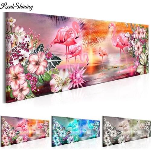 Large Colored Flamingo Flowers Diamond Painting Rhinestone 5D DIY Diamond Embroidery,Cross Stitch,diamond Mosaic Sale T162