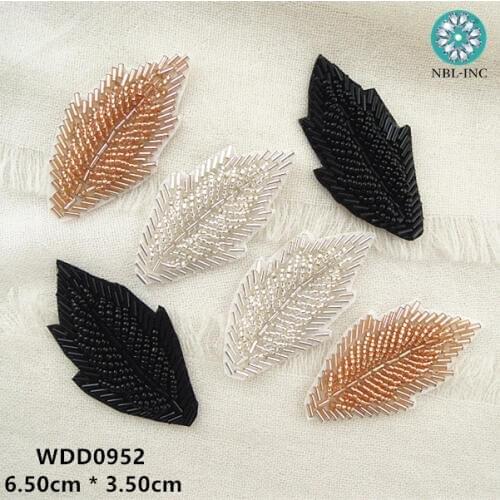 100pcs) Silver Beaded rhinestone Applique patch iron on for dresses garment accessories WDD0952