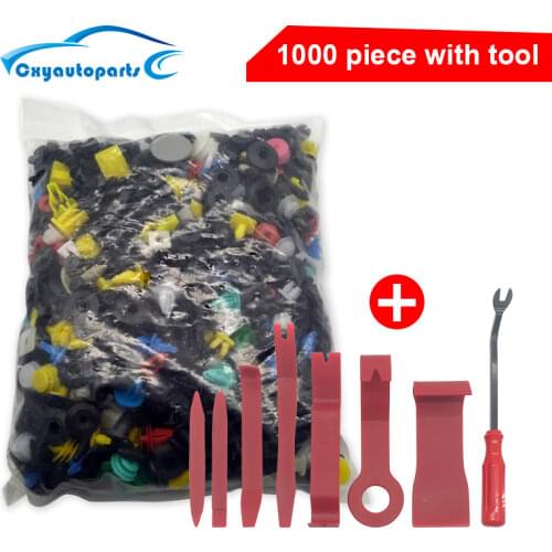 1000pcs/set Automotive Plastic Rivet Car Fender Bumper Interior Trim Push Pin Clips Kit Car Accessories With 6 Inch Tool