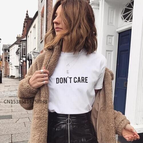Don't Care Women Basic Tshirt Cotton Casual Funny T Shirt Gift For Lady Yong Girl Top Tee Drop Ship