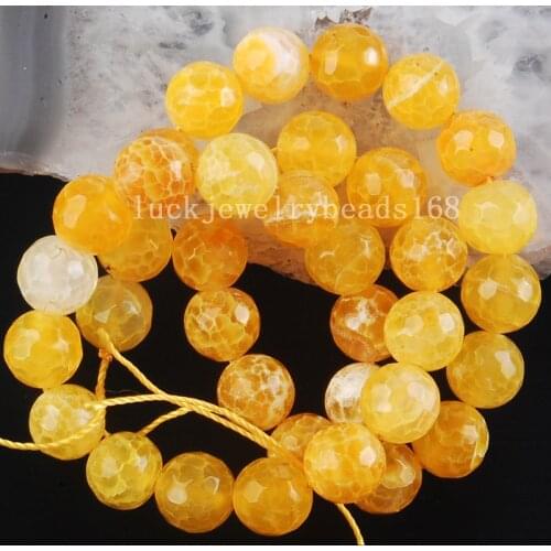 Free shipping Women 10mm Beautiful Faceted Yellow Carnelian Ball Loose Beads FG6436