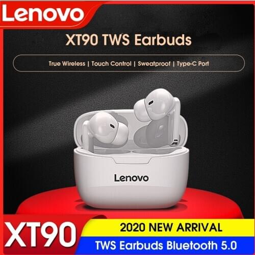 Lenovo Wireless Earphone XT90 TWS Bluetooth 5.0 Sports Headphone Touch Button IPX5 Waterproof Earplugs with 300mAh Charging Box