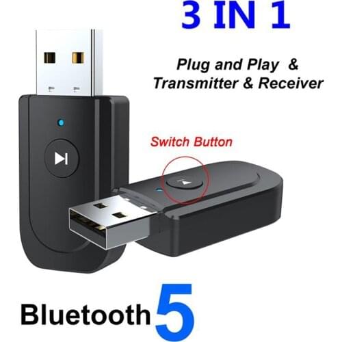 Bluetooth V5.0 Aux Adapter Wireless Car Bluetooth Receiver USB Audio Music Mic Handsfree Adapter for PC Car Speaker