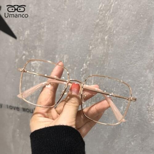 Big Size Square Myopia Glasses for Women Men Anti Blue Light Computer Eyeglasses Metal Frame Prescription Eyewear 0~-6.0 Diopter