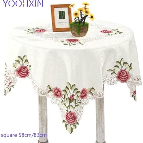 Europe satin Lace square Embroidered table cover cloth towel kitchen tablecloth Christmas wedding birthday party home decor