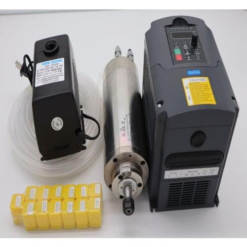 CNC milling spindle ER11 1.5KW water cooling spindle motor +1.5kw inverter+water pump+water pipe+ ER11 collets