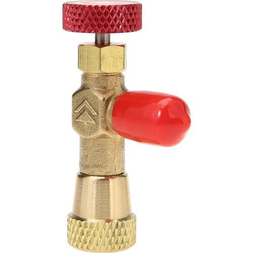 Mayitr 1pc 1/4SAE-5/16SAE Car Auto A/C Air Conditioning Valve Charging Hoses Brass Safety Refrigerant Valves R410A R32