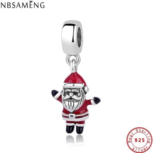 100% 925 Sterling Silver Beads Charms Dancing Santa Pendant Charm Christmas Gift Fit Original Bracelets Women Diy Jewelry