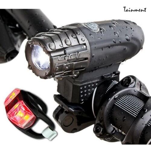 USB Rechargeable Bike Light Set Powerful Bicycle Headlight Free Tail Light LED Front & Back Rear Lights Bike Safety Flashlight
