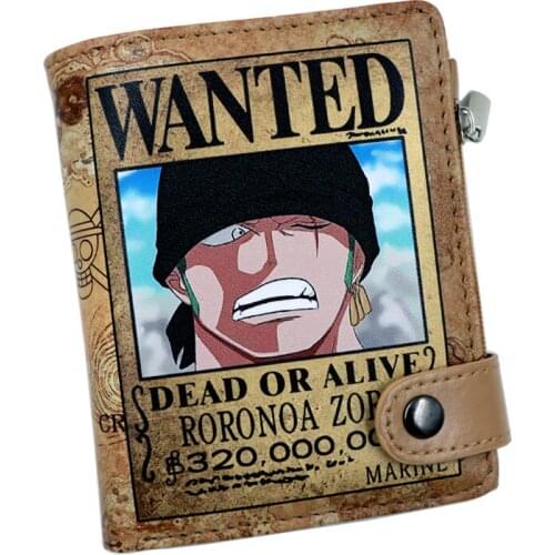 Anime One Piece Short Wallet Roronoa Zoro Synthetic Leather Coin Pocket Purse