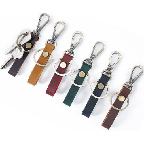 Genuine Leather Retro Handmade Purse Keychain Car Key Ring Holder Wallet Arts and Crafts for Men New Fashion Small Gift