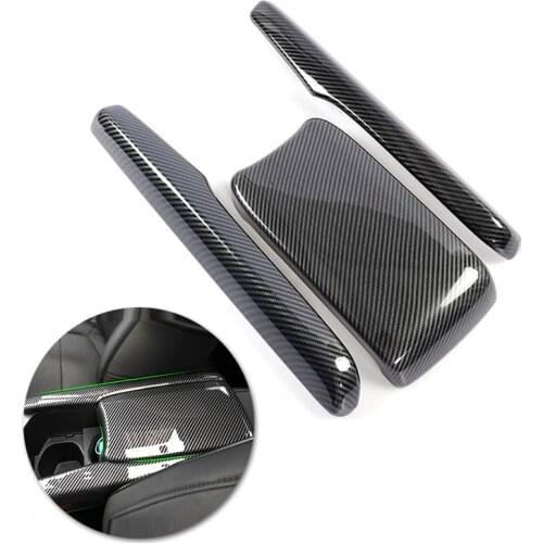For Honda Civic 10th 2016 2017 2018 2019 2020 Car Interior 3pcs Center Control Armrest Box Cover Carbon Fiber Style Decor