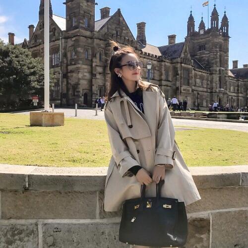 LuoYFF Women's Double Breasted Trench Coats