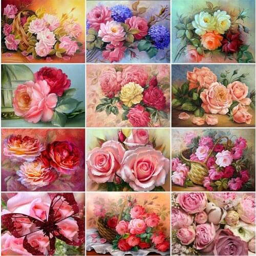MomoArt Diamond Embroidery Flower Full Square Drill 5D Diamond Painting Rose Cross Stitch Kits Mosaic Rhinestones Decor For Home