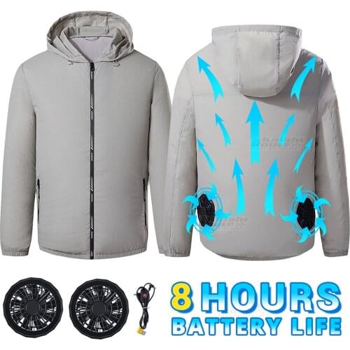 Summer Cooling Fan Jacket Running Hiking Cycling Fishing Windbreaker USB Power Supply Camping Air Conditioning Clothing Men