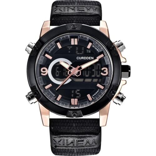 CURDDEN Luxury Brand Chronograph Business Watch Mens Fashion Nylon Band Military Sports Digital Watch Montres de Marque de Luxe