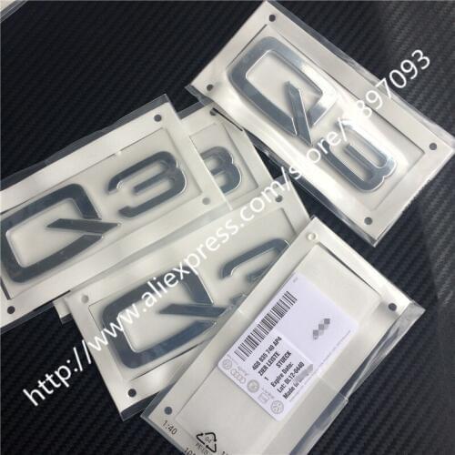50pcs New Car Styling 3D ABS Chrome Q3 Q5 Q7 Trunk Rear Boot Badge Emblem Sticker FORAUDI A4 S4 A5 S5 A6 C6 A7
