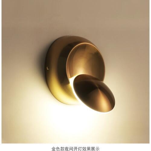 Bedroom wall lamp led bedside lamp Golden minimalist postmodern moon creative rotating study restaurant living room wall lamp