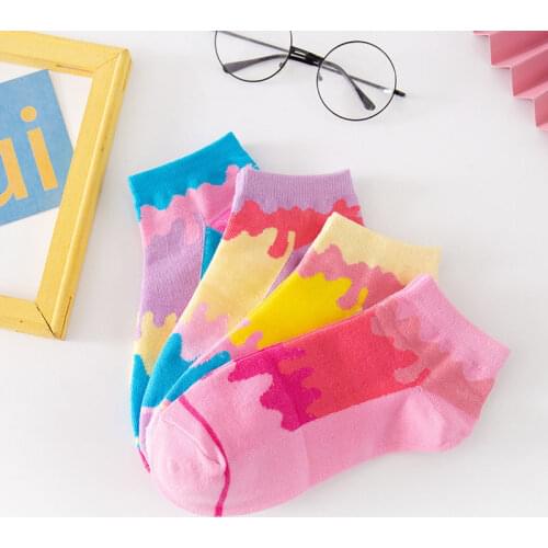 Korean Style Summer Pink Socks Cute Trendy Brand DUNK Ice Cream Cream Short Socks Set Women AJ1 Macaron Summer Female Boat Socks