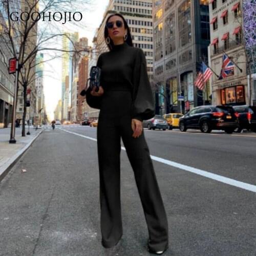 GOOHOJIO 2021 Spring Autumn New Profession Casual Romper Womens Half High Collar Jumpsuit Ladies High Waist One Piece Suit Women