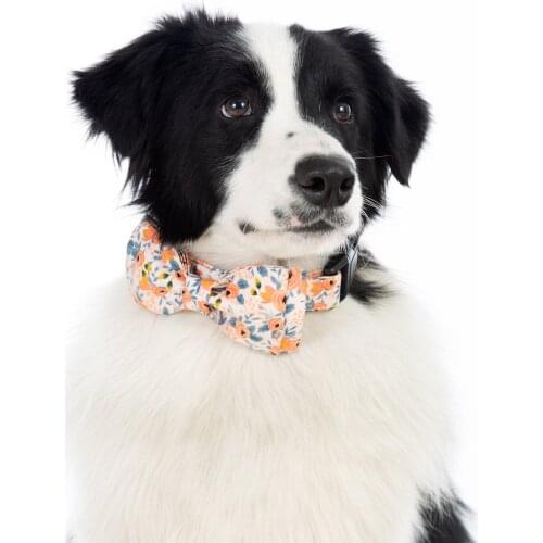 New Dog Collar Cute Floral Print Cotton Adjustable Bowknot Dog Collar Pet Collar pet collar puppy accessories
