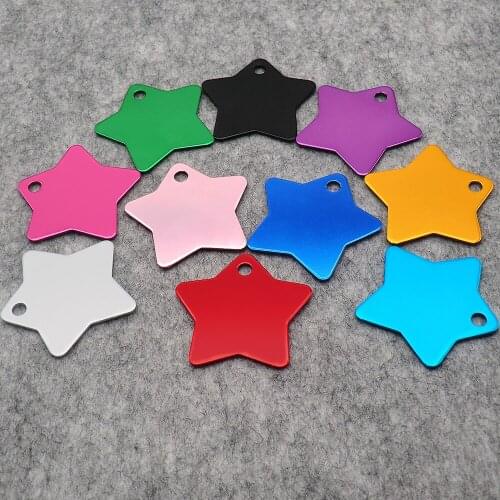 Wholesale 100Pcs Star Dog ID Tags Pet Name Tag Personalized Dog Cat Tags Engraved Cat Dog Puppy Pet ID Name Collar Tag Pendant