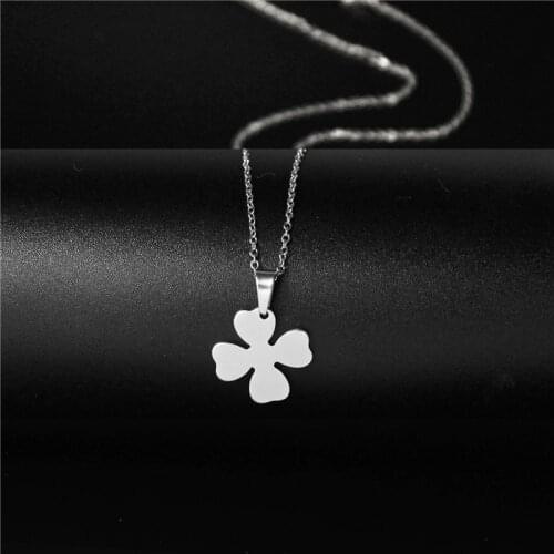 Stainless Steel Minimalist Jewelry Four Leaf Clover Pendant Necklace Fashion Female Lucky Four-leaf Clovers Choker