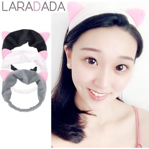 1PCS Coral Fleece Soft Elastic Hairbands Cat Ears Hair Band SPA Bath Shower Make Up Wash Face headband Girls Hair Accessories