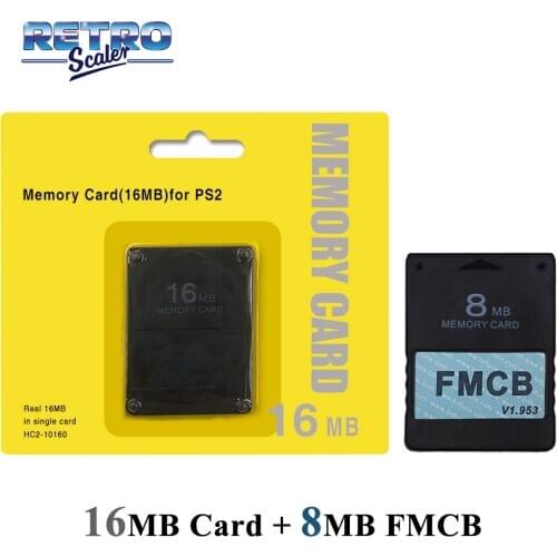 RetroScaler Save Game Function 16MB Memory Card for ALL PS2+V1.953 FMCB Free McBoot Card 8MB/16MB/32MB/64MB for PS2