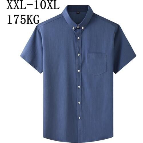 10XL 8XL 7XL New Summer Top Quality Casual Oxford Mens Shirts Short Sleeve Comfortable Loose Shirt Men Business Camisa Hombre