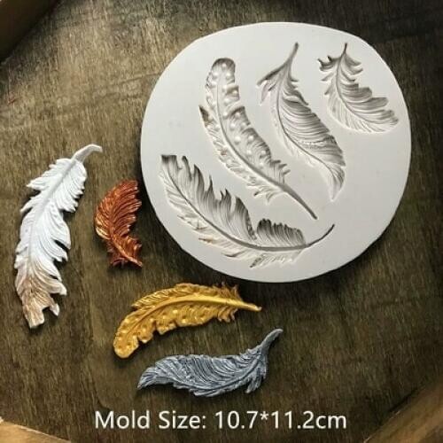 Silicone molds Feather shape Chocolate Fondant Cake mold DIY baking silicone molds resin clay moulds for cake decoration