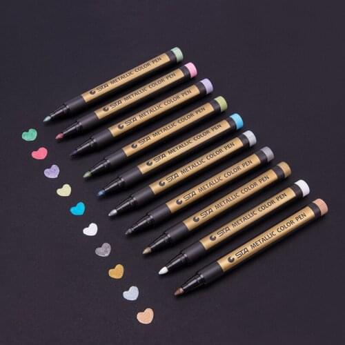 STA 2.0mm Metallic color pen 10 colors water based marker DIY Album Drawing supplies