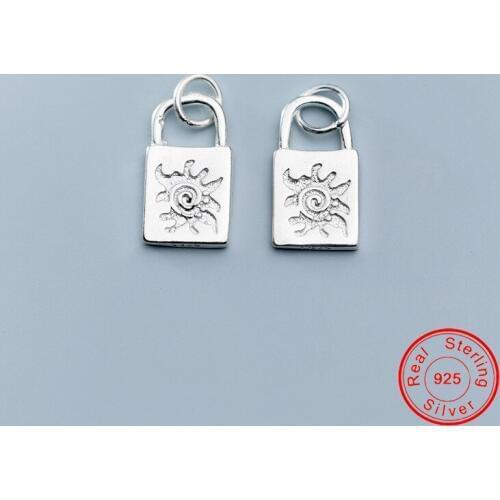 UQBing 15.5*8.5*1.5mm Solid 925 Sterling Silver Floral Print Lock Charms Pendants & Necklace Jewelry Making