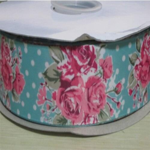 Pick Size 9 16 22 25 38 50 75 mm Width brand logo Ribbons floral Printed Grosgrain Ribbon Hair Bows R23