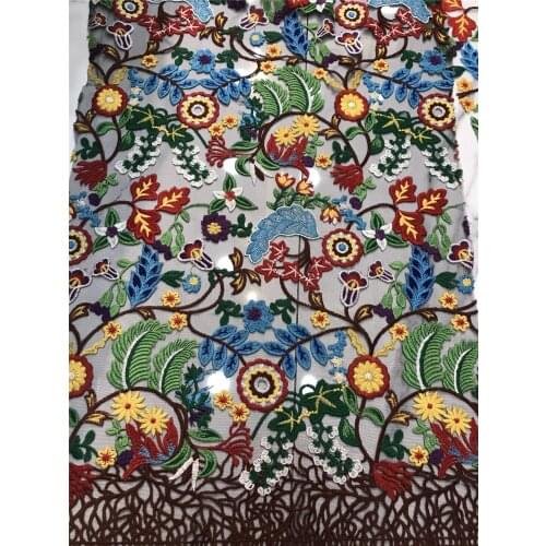 High-quality multi-color exquisite floral tulle embroidery, African lace fabric, suitable for fashionable ladies dress design