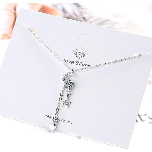 Womens 925 Sterling Silver Female Moon Tassels Pendants And Necklaces Wedding Party Jewelry 2021 Jewelry Gift Free Shipping