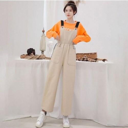 Women Pants Autumn And Winter Pants Suit Suspender Pants Loose Straight Cargo Casual Pants Pantalones De Mujer