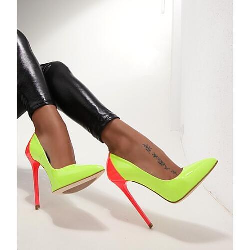 Women sexy high heel pointed toe super high thin heels bling colors slip-on women shoes nightclub shoes stilettos yellow rose
