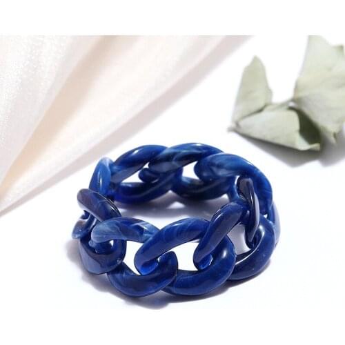 Link chain Resin Acrylic Ring Bohemia Jelly colored Design rings for Women Geometric Punk Jewelry Gifts