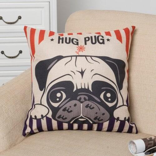18'' Nordic style Animal Pillowcase Painting French Bulldog and Pug Cushion Cover Decorative Pillows Home Decor Throw Pillow