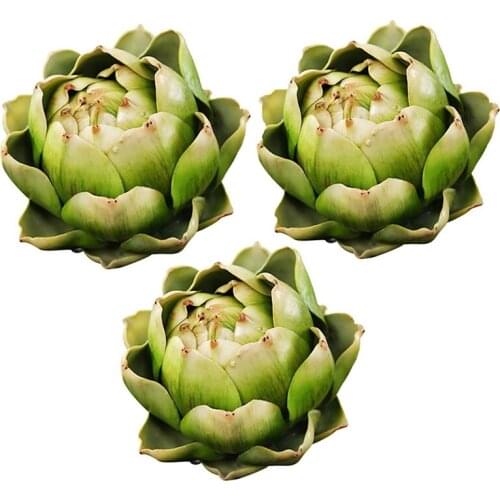 3Pcs Green Artificial Artichoke Plastic Fake Flower Fake Artichoke For Home Wedding Party Table Decoration