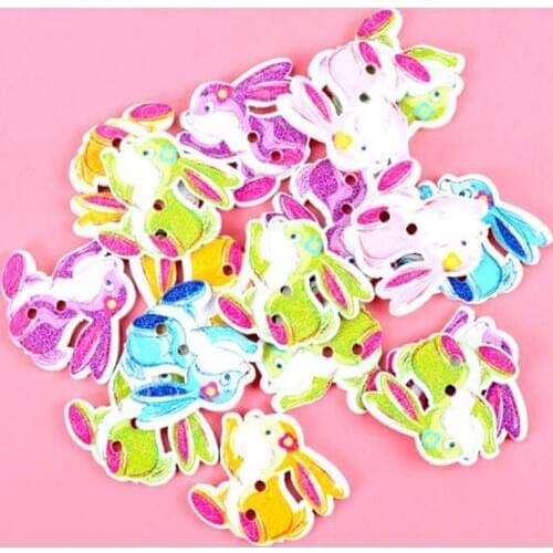 30PCs mixed color cartoon rabbit Shaped Resin Sewing Buttons Scrapbooking rabbit Pattern DIY Crafts Accessories 24x22mm
