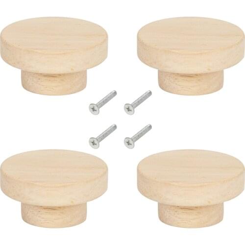 4pcs Wood Round Pull Knobs Natural Wooden Cabinet Drawer Wardrobe Knobs For Cabinet Drawer Handle Furniture Hardware
